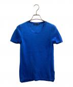 HELMUT LANGヘルムートラング）の古着「Silk Cashmere Short Sleeve Knit / シルクカシミヤ半袖ニット / Made in ITALY / シルク30％ カシミヤ70%」｜ブルー