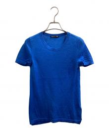 HELMUT LANG（ヘルムートラング）の古着「Silk Cashmere Short Sleeve Knit / シルクカシミヤ半袖ニット / Made in ITALY / シルク30％ カシミヤ70%」｜ブルー