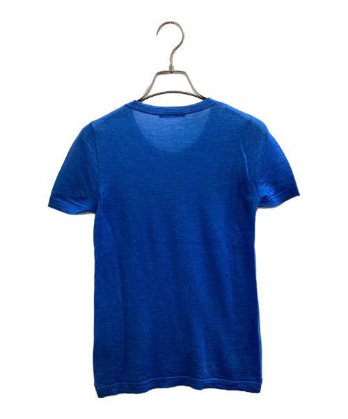 HELMUT LANG（ヘルムートラング）HELMUT LANG (ヘルムートラング) Silk Cashmere Short Sleeve Knit / シルクカシミヤ半袖ニット / Made in ITALY / シルク30％ カシミヤ70% ブルー サイズ:記載なしの古着・服飾アイテム