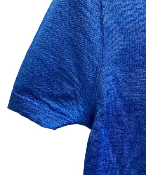 HELMUT LANG（ヘルムートラング）HELMUT LANG (ヘルムートラング) Silk Cashmere Short Sleeve Knit / シルクカシミヤ半袖ニット / Made in ITALY / シルク30％ カシミヤ70% ブルー サイズ:記載なしの古着・服飾アイテム