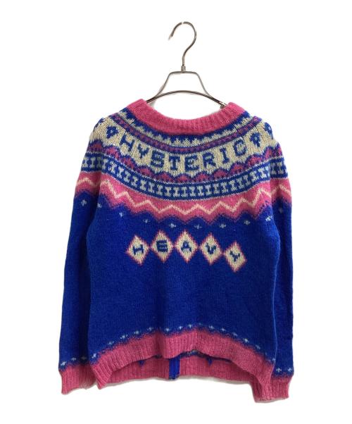 Hysteric Glamour（ヒステリックグラマー）Hysteric Glamour (ヒステリックグラマー) カウチン風カーディガン / 2ND-2220 ピンク×ブルー サイズ:Freeの古着・服飾アイテム