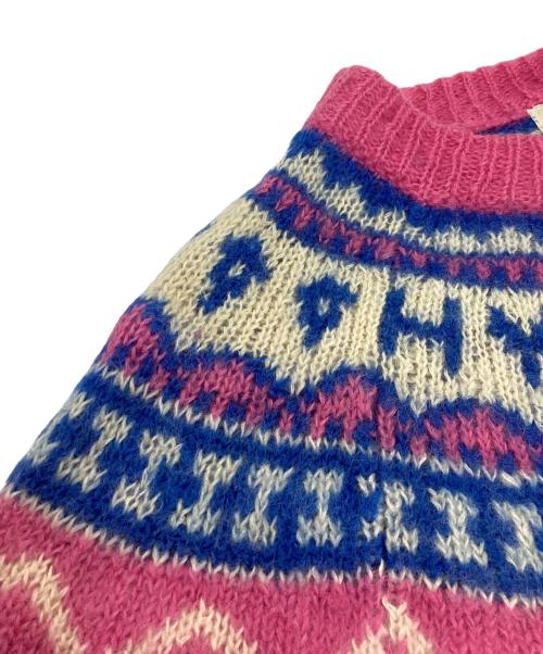 Hysteric Glamour（ヒステリックグラマー）Hysteric Glamour (ヒステリックグラマー) カウチン風カーディガン / 2ND-2220 ピンク×ブルー サイズ:Freeの古着・服飾アイテム