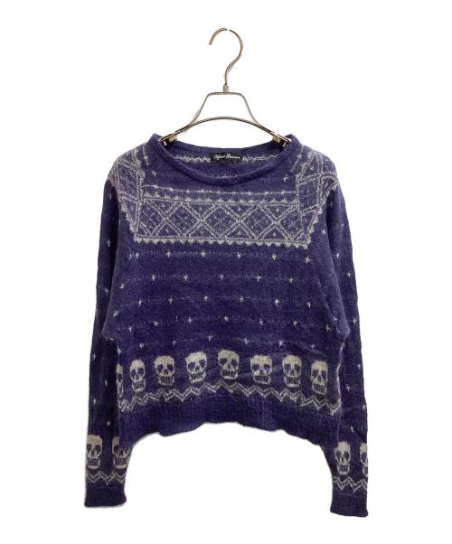 Hysteric Glamour（ヒステリックグラマー）Hysteric Glamour (ヒステリックグラマー) スカル柄モヘアニット ネイビー サイズ:Freeの古着・服飾アイテム