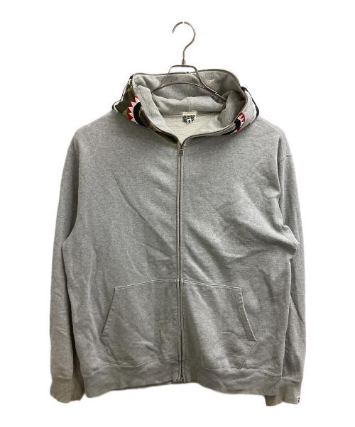 BAPE BY A BATHING APE（ベイプバイアベイシングエイプ）BAPE BY A BATHING APE (ベイプバイアベイシングエイプ) フルジップ シャークパーカー / 初期タグ  グレー サイズ:XLの古着・服飾アイテム