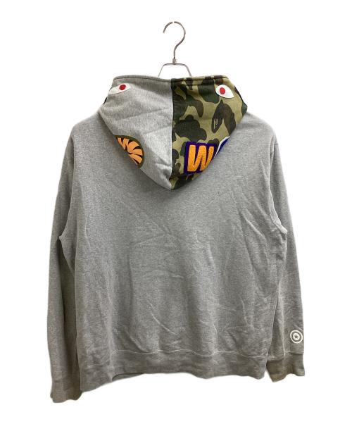 BAPE BY A BATHING APE（ベイプバイアベイシングエイプ）BAPE BY A BATHING APE (ベイプバイアベイシングエイプ) フルジップ シャークパーカー / 初期タグ  グレー サイズ:XLの古着・服飾アイテム