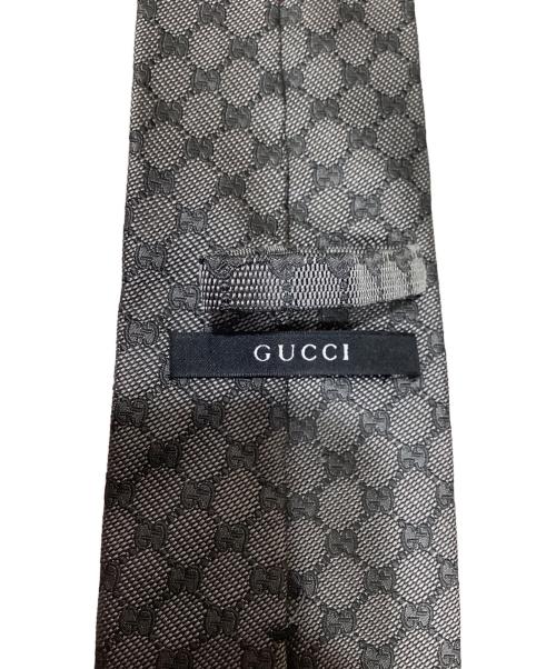 GUCCI（グッチ）GUCCI (グッチ) GG シルクジャカード ネクタイ / GG silk jacquard tie / 黒ﾀｸﾞ グレー サイズ:表記無しの古着・服飾アイテム