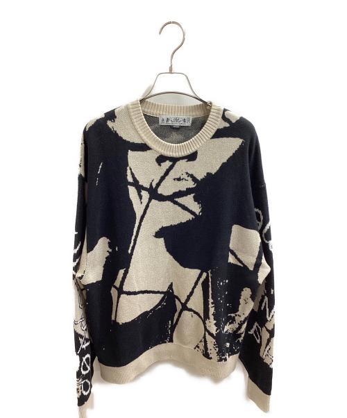 BAL（バル）BAL (バル) JACQUARD COTTON CREWNECK SWEATER ベージュ×ブラック サイズ:Mの古着・服飾アイテム