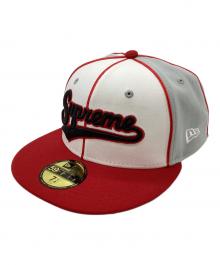 SUPREME×New Era（シュプリーム×ニューエラ）の古着「Piping Script Logo Cap / パイピングスクリプトロゴニューエラキャップ / 25SS」｜レッド×ホワイト