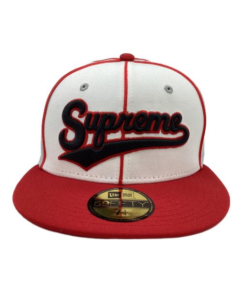 SUPREME（シュプリーム）Supreme  (シュプリーム) New Era  (ニューエラ) Piping Script Logo Cap / パイピングスクリプトロゴニューエラキャップ / 25SS レッド×ホワイト サイズ:7 1/4の古着・服飾アイテム