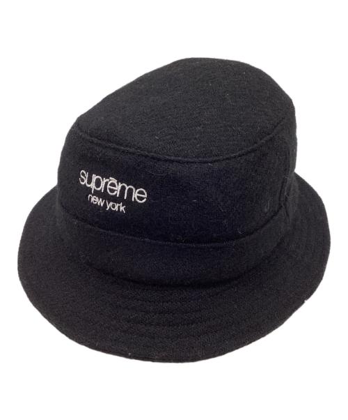 SUPREME（シュプリーム）Supreme　　 (シュプリーム) Harris Tweed　 (ハリスツイード) 21FW classic logo terry crusher / バケットハット ブラックの古着・服飾アイテム
