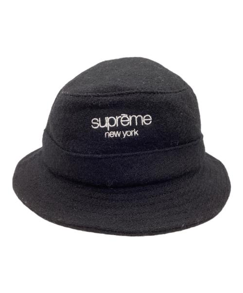 SUPREME（シュプリーム）Supreme　　 (シュプリーム) Harris Tweed　 (ハリスツイード) 21FW classic logo terry crusher / バケットハット ブラックの古着・服飾アイテム