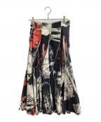 Millanniミランニ）の古着「PRINTED SPIRAL FLARE SKIRT」｜ブラック