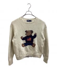 POLO RALPH LAUREN（ポロ・ラルフローレン）の古着「ポロベア コットンニットセーター 90s」｜アイボリー