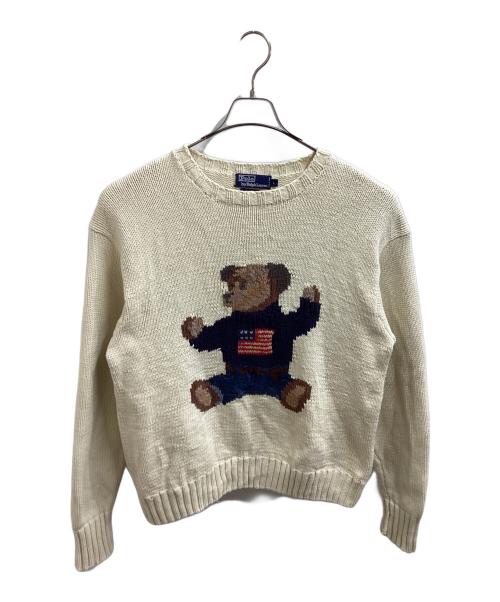 POLO RALPH LAUREN（ポロ・ラルフローレン）POLO RALPH LAUREN (ポロ・ラルフローレン) ポロベア コットンニットセーター 90s アイボリー サイズ:Lの古着・服飾アイテム