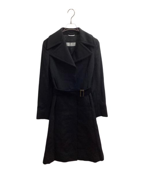 MaxMara（マックスマーラ）MaxMara (マックスマーラ) Virgin wool coat / バージンウールコート / イタリア製 銀タグ ブラック サイズ:40の古着・服飾アイテム