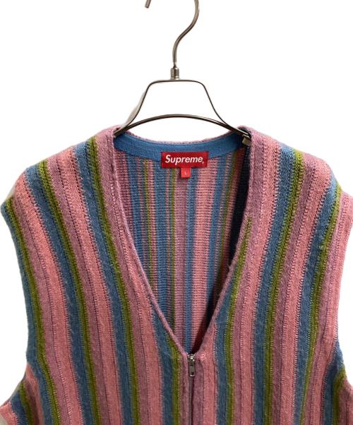 SUPREME（シュプリーム）Supreme (シュプリーム) stripe sweater vest / ストライプニットベスト / 21SS ピンク サイズ:Lの古着・服飾アイテム