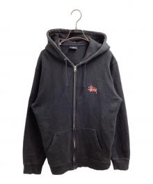 stussy（ステューシー）の古着「LOGO ZIP HOODIE / ロゴジップパーカー / 」｜ブラック