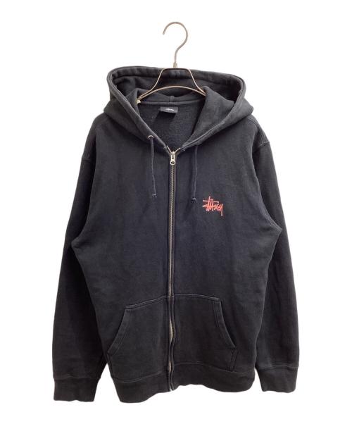 stussy（ステューシー）stussy (ステューシー) LOGO ZIP HOODIE / ロゴジップパーカー /  ブラック サイズ:Lの古着・服飾アイテム