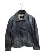 BURBERRY BLACK LABELバーバリーブラックレーベル）の古着「denim rider jacket / デニムライダースジャケット / BMP17-216-28」｜インディゴ
