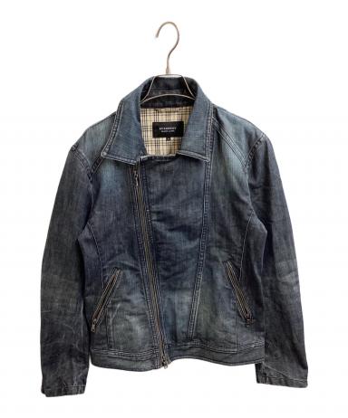 美品 BURBERRY レザー使いデニムジャケット ブラック サイズ38