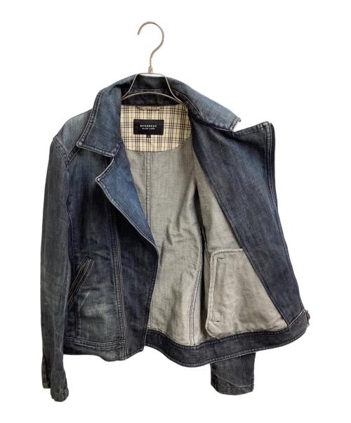 BURBERRY BLACK LABEL（バーバリーブラックレーベル）BURBERRY BLACK LABEL (バーバリーブラックレーベル) denim rider jacket / デニムライダースジャケット / BMP17-216-28 インディゴ サイズ:Mの古着・服飾アイテム