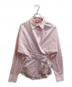 DIESELディーゼル）の古着「D-logo Asymmetric stripe shirt / A12877」｜ピンク