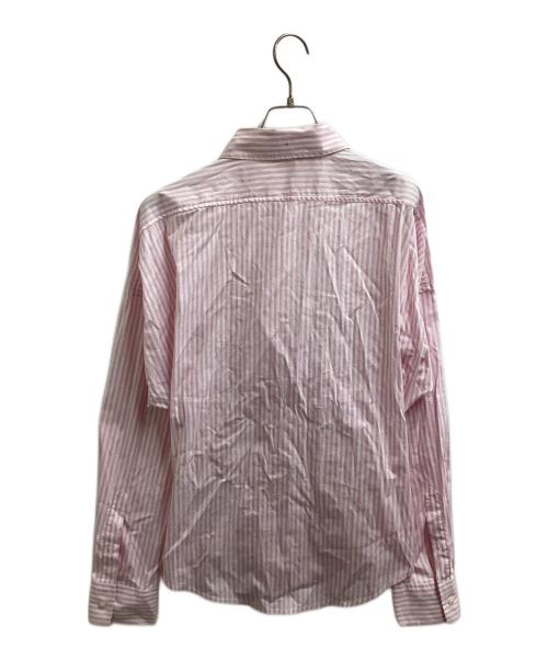 DIESEL（ディーゼル）DIESEL (ディーゼル) D-logo Asymmetric stripe shirt / A12877 ピンク サイズ:40の古着・服飾アイテム