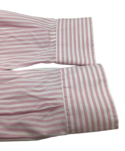 DIESEL（ディーゼル）DIESEL (ディーゼル) D-logo Asymmetric stripe shirt / A12877 ピンク サイズ:40の古着・服飾アイテム