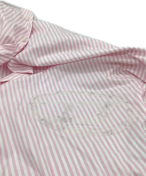 DIESEL（ディーゼル）DIESEL (ディーゼル) D-logo Asymmetric stripe shirt / A12877 ピンク サイズ:40の古着・服飾アイテム