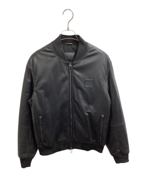 EMPORIO ARMANI（エンポリオ アルマーニ）EMPORIO ARMANI (エンポリオ アルマーニ) ラムレザーボンバージャケット ブラック サイズ:44の古着・服飾アイテム