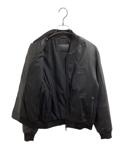EMPORIO ARMANI（エンポリオ アルマーニ）EMPORIO ARMANI (エンポリオ アルマーニ) ラムレザーボンバージャケット ブラック サイズ:44の古着・服飾アイテム