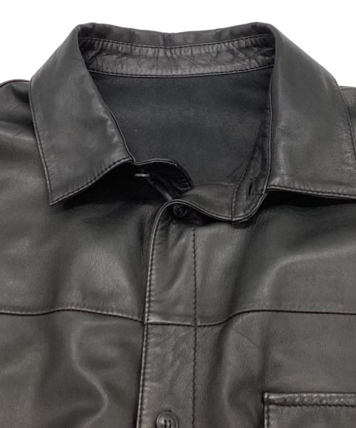 EMPORIO ARMANI（エンポリオ アルマーニ）EMPORIO ARMANI (エンポリオ アルマーニ) ラムレザーシャツ / lamb leather shirt / EM000119 ブラック サイズ:46の古着・服飾アイテム