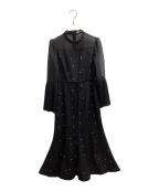 LeJaレジャ）の古着「パールビジュープリーツフレアスリーブマーメイドワンピース　LJES423117」｜ブラック