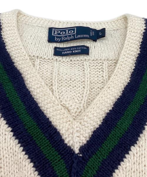 POLO RALPH LAUREN（ポロ・ラルフローレン）POLO RALPH LAUREN (ポロ・ラルフローレン) チルデンセーター アイボリー サイズ:Lの古着・服飾アイテム
