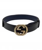 GUCCIグッチ）の古着「GGインターロッキングベルト / 114874」｜ネイビー