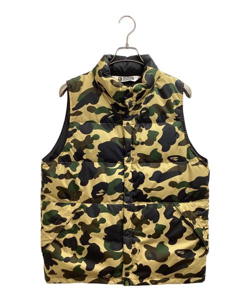 A BATHING APE（アベイシングエイプ）A BATHING APE (アベイシングエイプ) CAMO DOWN VEST ベージュ×ブラック サイズ:Lの古着・服飾アイテム