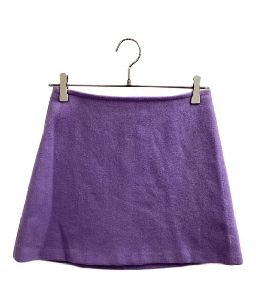patou（パトゥ）Patou (パトゥ) ダブルウェイスウールミニスカート パープル サイズ:36の古着・服飾アイテム
