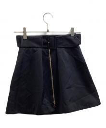 patou（パトゥ）の古着「リサイクルサテンジップアップミニスカート / SK0310122999B」｜ネイビー