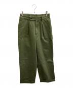 MARKAWAREマーカウェア）の古着「PLEATED WIDE TROUSERS ORGANIC COTTON TWILL / プリーツ入りワイドパンツ　オーガニックコットンツイル / A22D-03PT020」｜グリーン