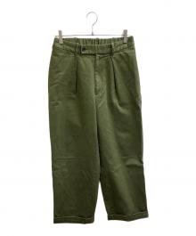 MARKAWARE（マーカウェア）の古着「PLEATED WIDE TROUSERS ORGANIC COTTON TWILL / プリーツ入りワイドパンツ　オーガニックコットンツイル / 	A22D-03PT020」｜グリーン