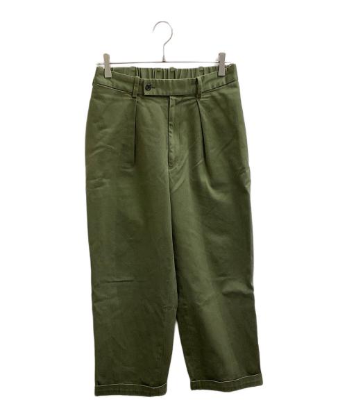MARKAWARE（マーカウェア）MARKAWARE (マーカウェア) PLEATED WIDE TROUSERS ORGANIC COTTON TWILL / プリーツ入りワイドパンツ　オーガニックコットンツイル / 	A22D-03PT020 グリーン サイズ:2の古着・服飾アイテム