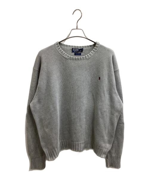 POLO RALPH LAUREN（ポロ・ラルフローレン）POLO RALPH LAUREN (ポロ・ラルフローレン) コットンニット　/　90s 香港製 グレー サイズ:XXLの古着・服飾アイテム
