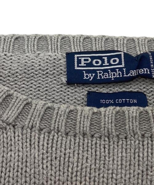 POLO RALPH LAUREN（ポロ・ラルフローレン）POLO RALPH LAUREN (ポロ・ラルフローレン) コットンニット　/　90s 香港製 グレー サイズ:XXLの古着・服飾アイテム