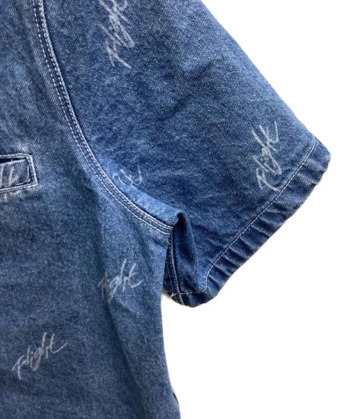 JORDAN（ジョーダン）JORDAN (ジョーダン) AS W J SS AOP WVN TOP / 総柄ウォッシュドデニムシャツ インディゴ サイズ:Sの古着・服飾アイテム