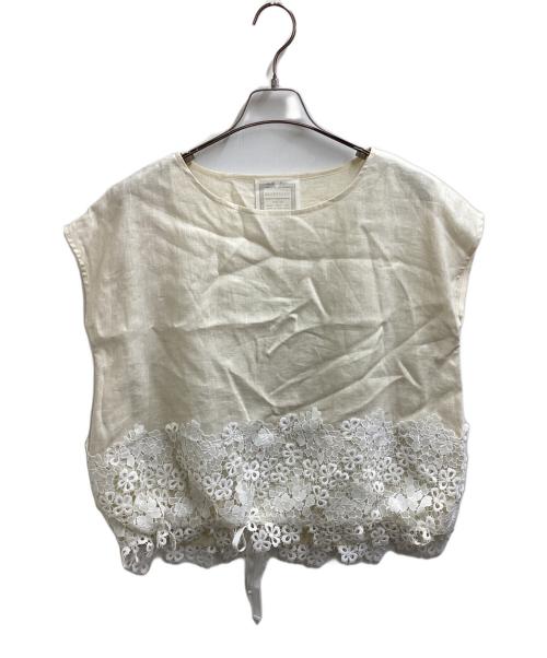 BEARDSLEY（ビアズリー）BEARDSLEY (ビアズリー) 裾レースリネンノースリーブブラウス / BEZ1041604A0004 / 24SS ベージュ サイズ:Freeの古着・服飾アイテム