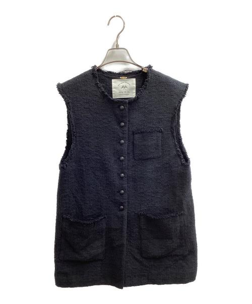 pual ce cin（ピュアルセシン）pual ce cin (ピュアルセシン) Cotton Tweed Vest / 0241070080 ブラック サイズ:FREEの古着・服飾アイテム