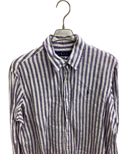 POLO RALPH LAUREN（ポロ・ラルフローレン）POLO RALPH LAUREN (ポロ・ラルフローレン) リネンシャツ パープル×ホワイト サイズ:Lの古着・服飾アイテム