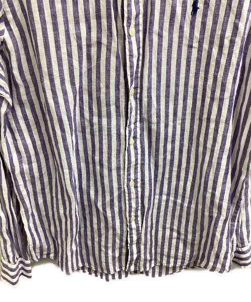 POLO RALPH LAUREN（ポロ・ラルフローレン）POLO RALPH LAUREN (ポロ・ラルフローレン) リネンシャツ パープル×ホワイト サイズ:Lの古着・服飾アイテム