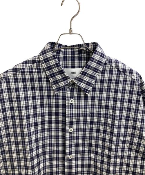 AMI Alexandre Mattiussi（アミアレクサンドルマテュッシ）AMI Alexandre Mattiussi (アミアレクサンドルマテュッシ) チェックシャツ　/　USH125.CO0012 ネイビー サイズ:Ｍの古着・服飾アイテム
