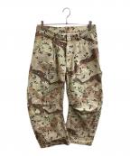 CONZコンズ）の古着「CAMO DUCK DOUBLE KNEE CURVED LEG PANTS / カモダックダブルニーカーブドレグパンツ」｜ベージュ